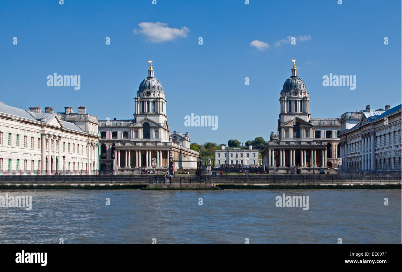 Royal Naval College e il fiume Tamigi, Greenwich, Londra, Inghilterra Foto Stock