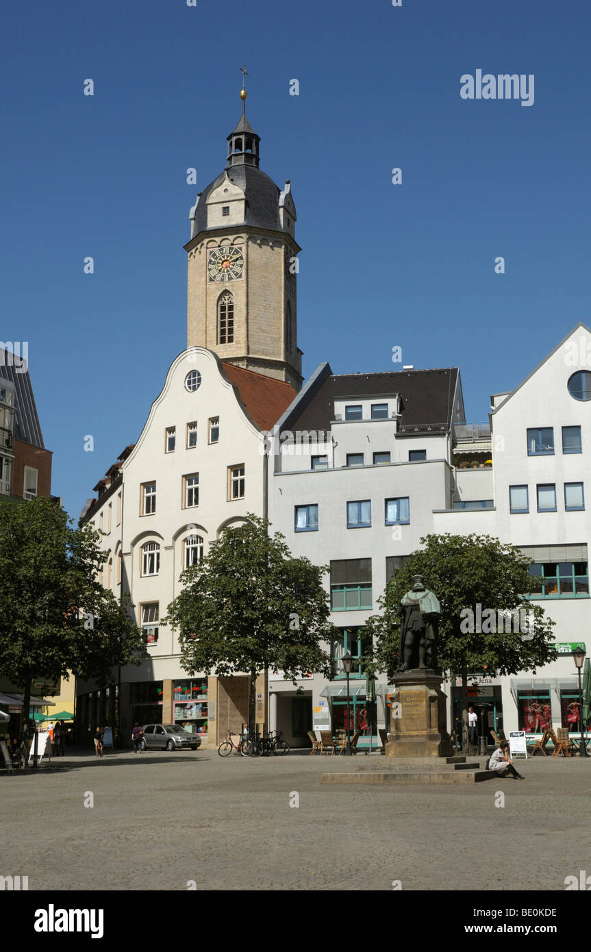 Piazza del mercato e la chiesa della città di Sankt Michael, Jena, Turingia, Germania, Europa Foto Stock