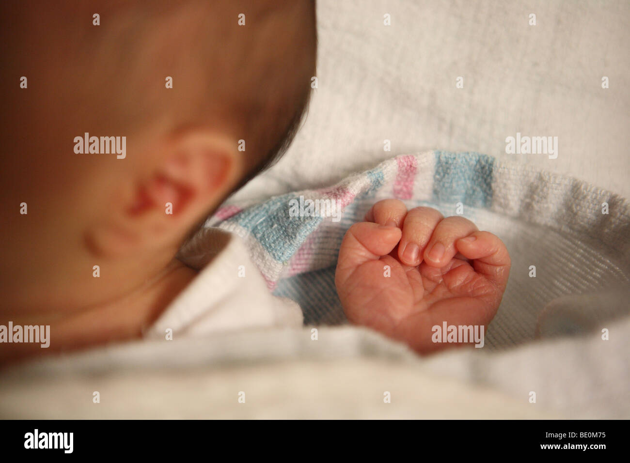 Un neonato la mano Foto Stock