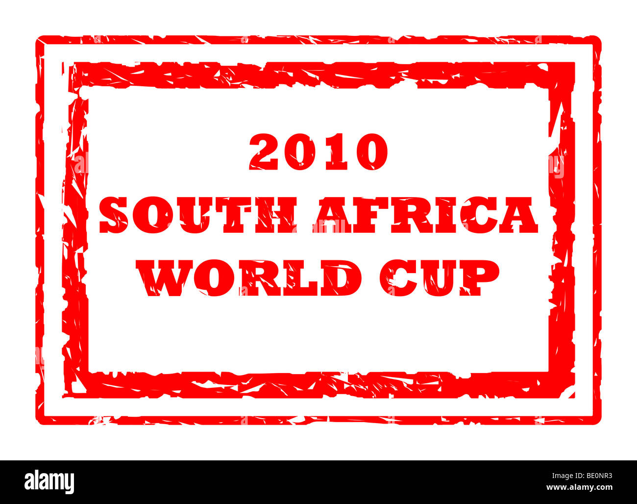 Usato Sud Africa 2010 Coppa del Mondo di Calcio francobollo rosso, isolato su sfondo bianco. Foto Stock