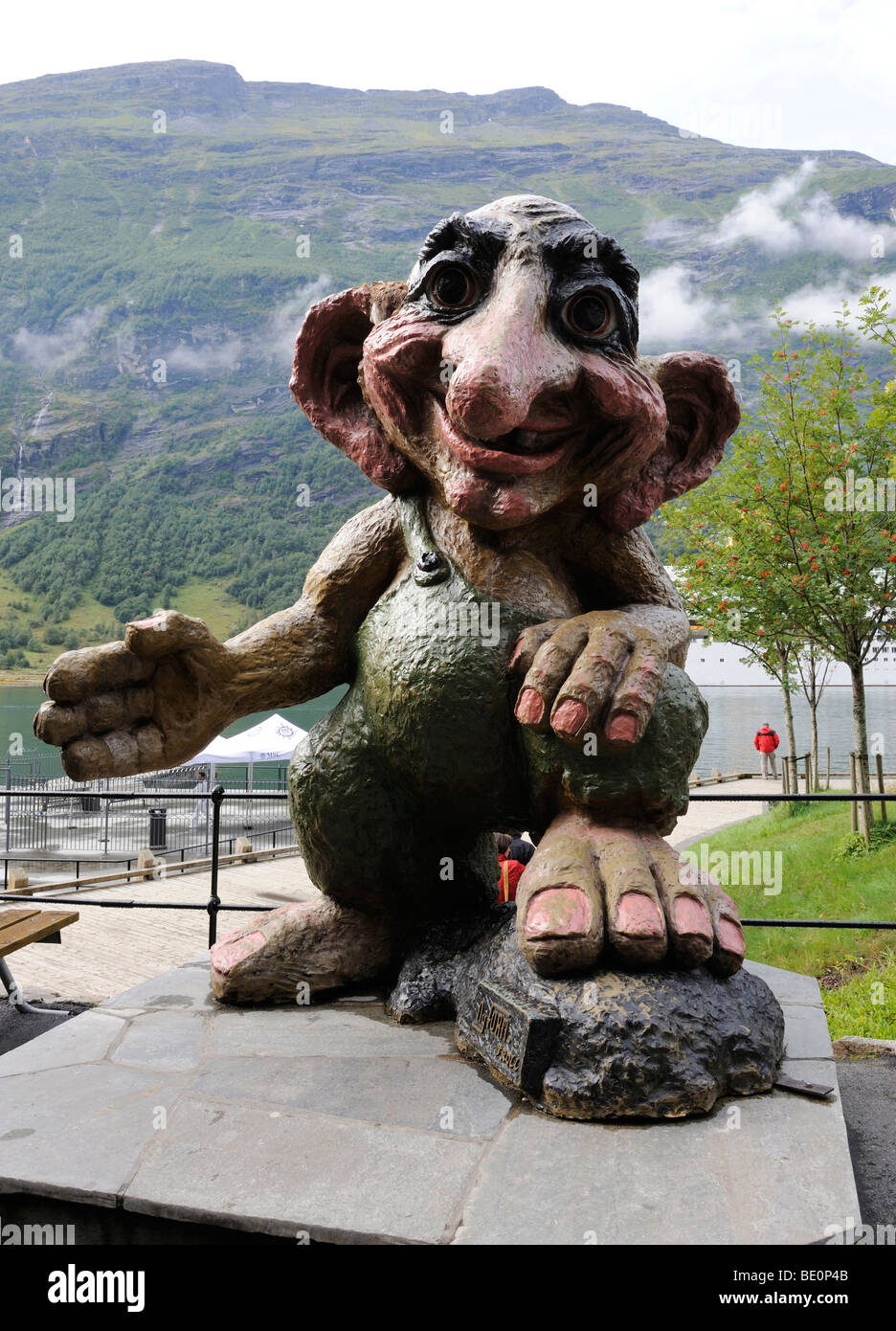 Troll nel porto di Geiranger, il Geirangerfjord, Norvegia, Scandinavia, Nord Europa, Europa Foto Stock