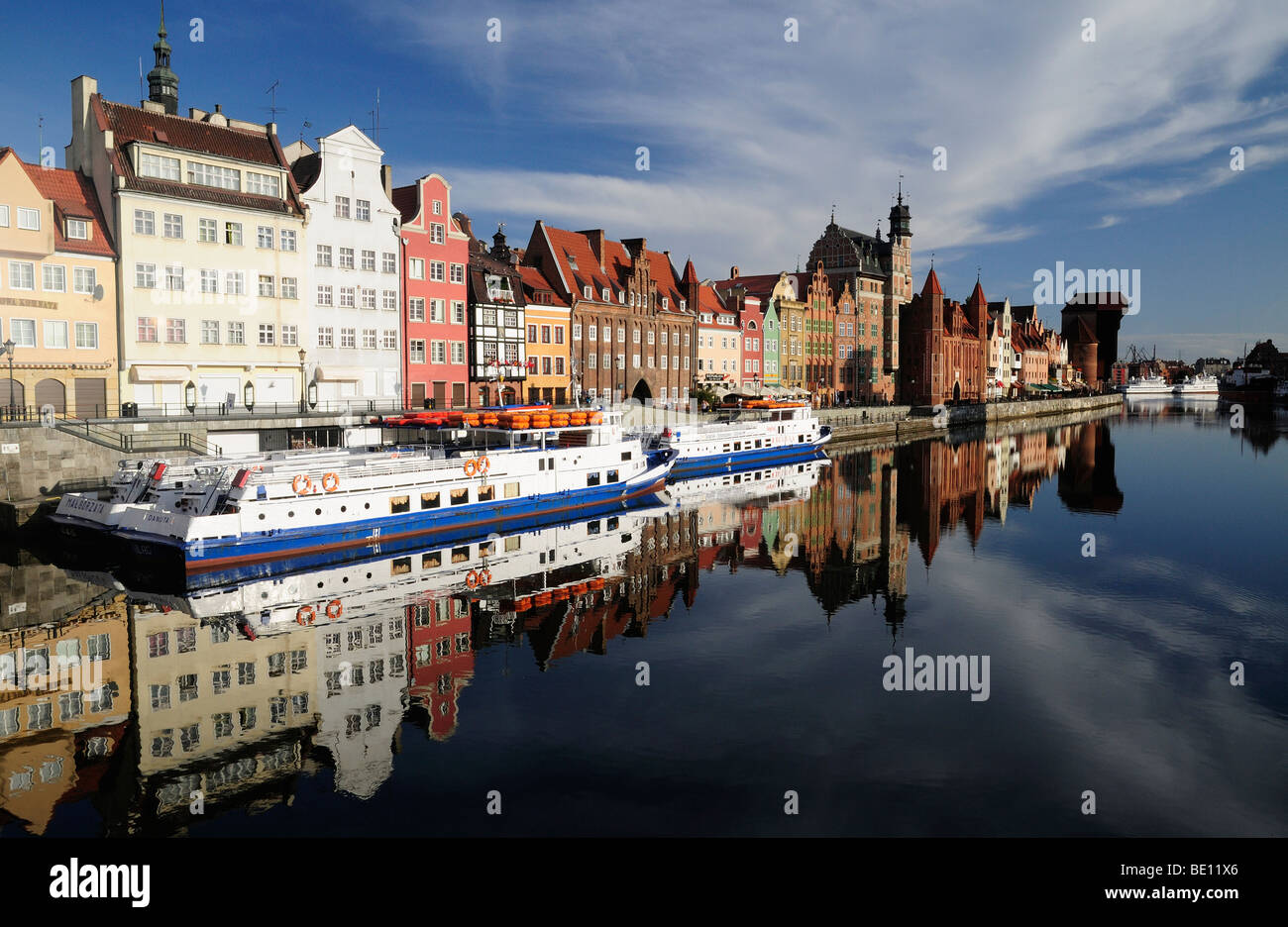 Gdansk waterfront, Motlava river, Polonia Foto Stock