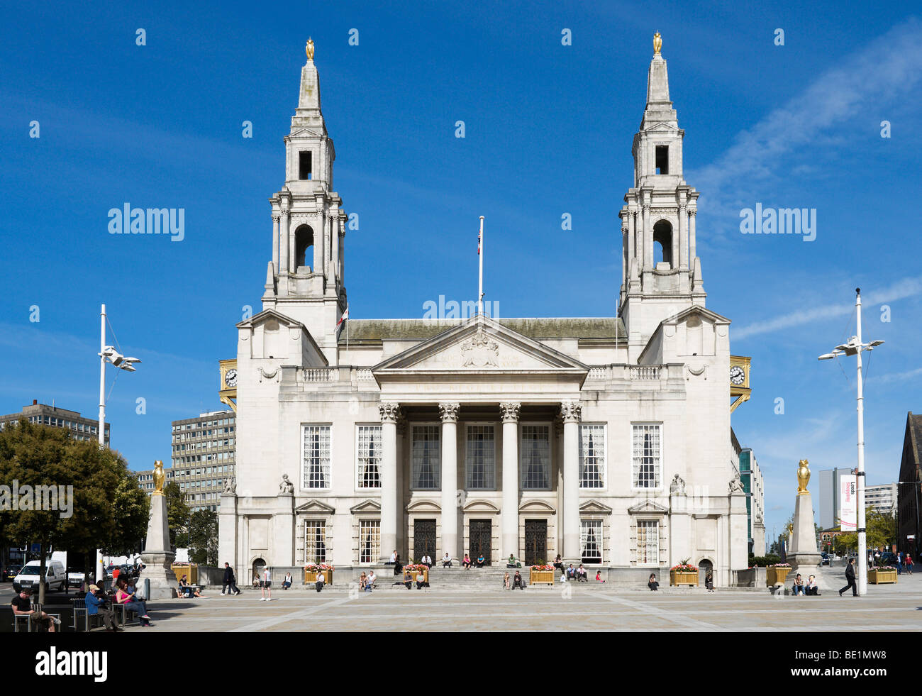 Leeds sala civica, Millennium Square, Leeds, West Yorkshire, Inghilterra Foto Stock