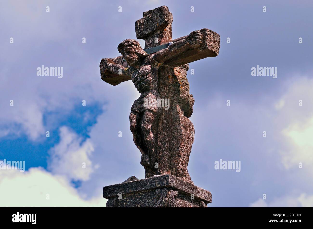 Spagna, San Giacomo modo: medievale in croce O Cebreiro Foto Stock
