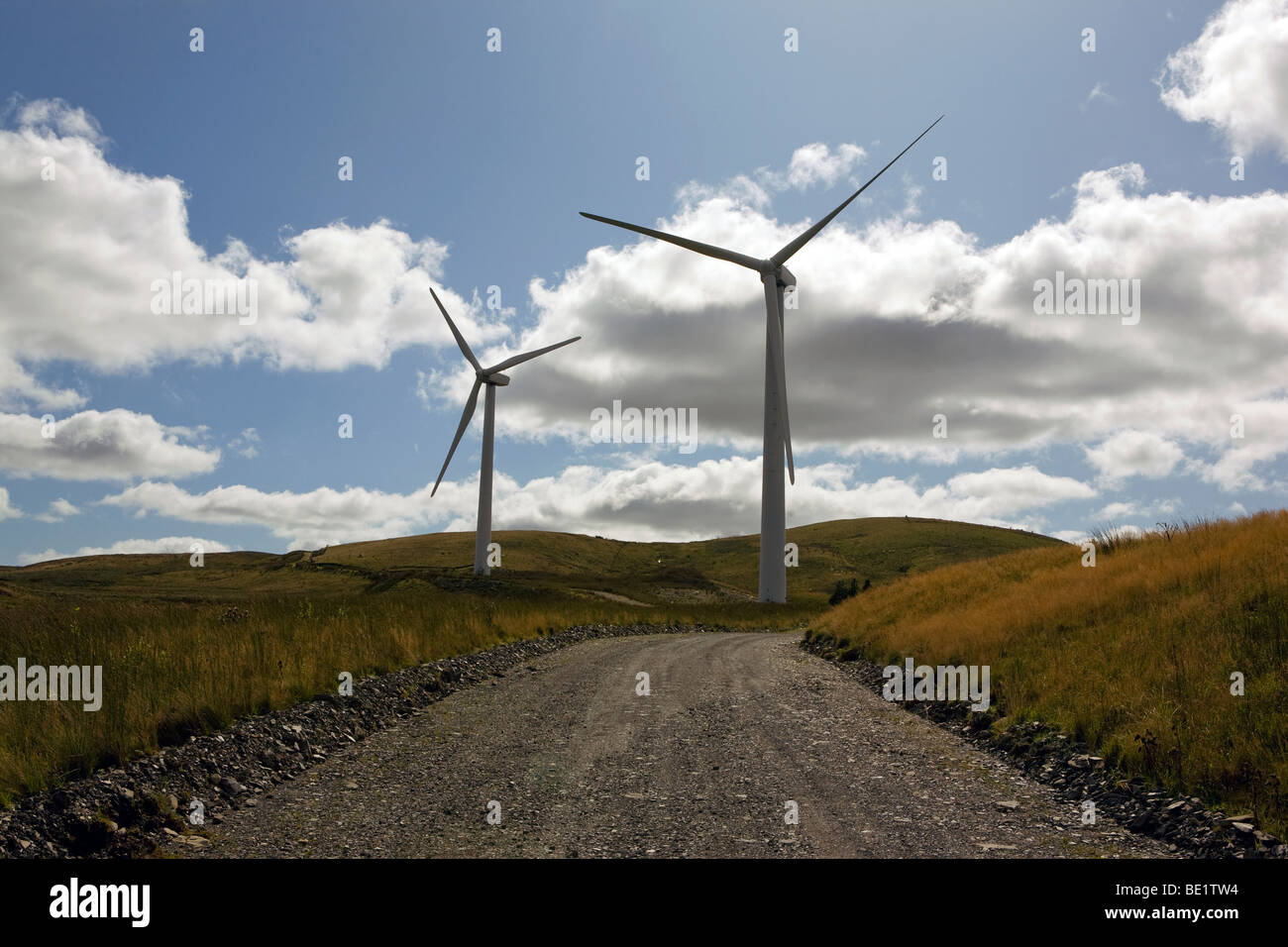 Le turbine eoliche di navigazione nel Mid-Wales Foto Stock
