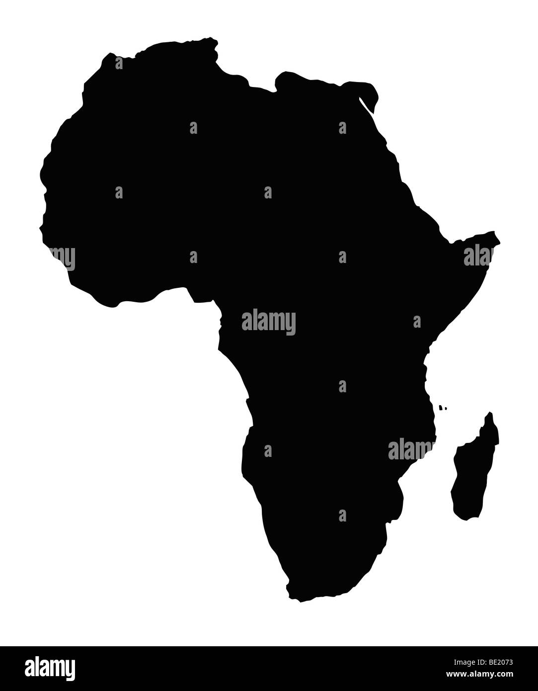Mappa del continente africano, isolato su sfondo bianco. Foto Stock