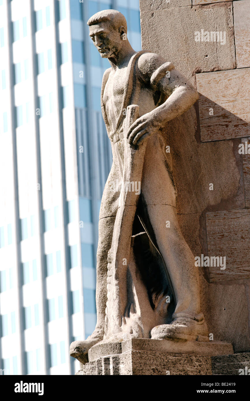 Statua di Francoforte davanti alla Banca centrale europea Foto Stock