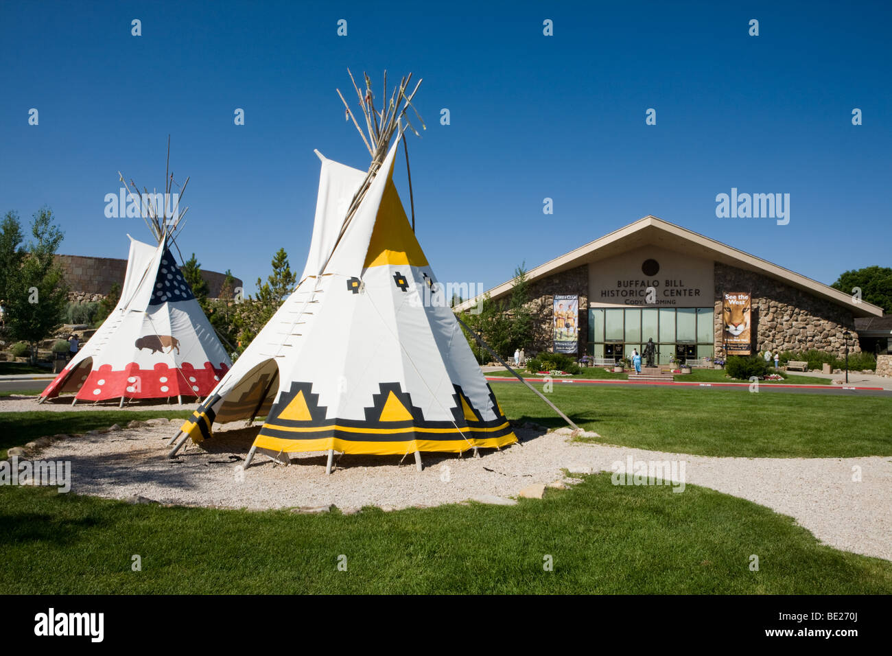 Tipis aka teepees a Buffalo Bill centro storico, Cody, Wyoming Foto Stock