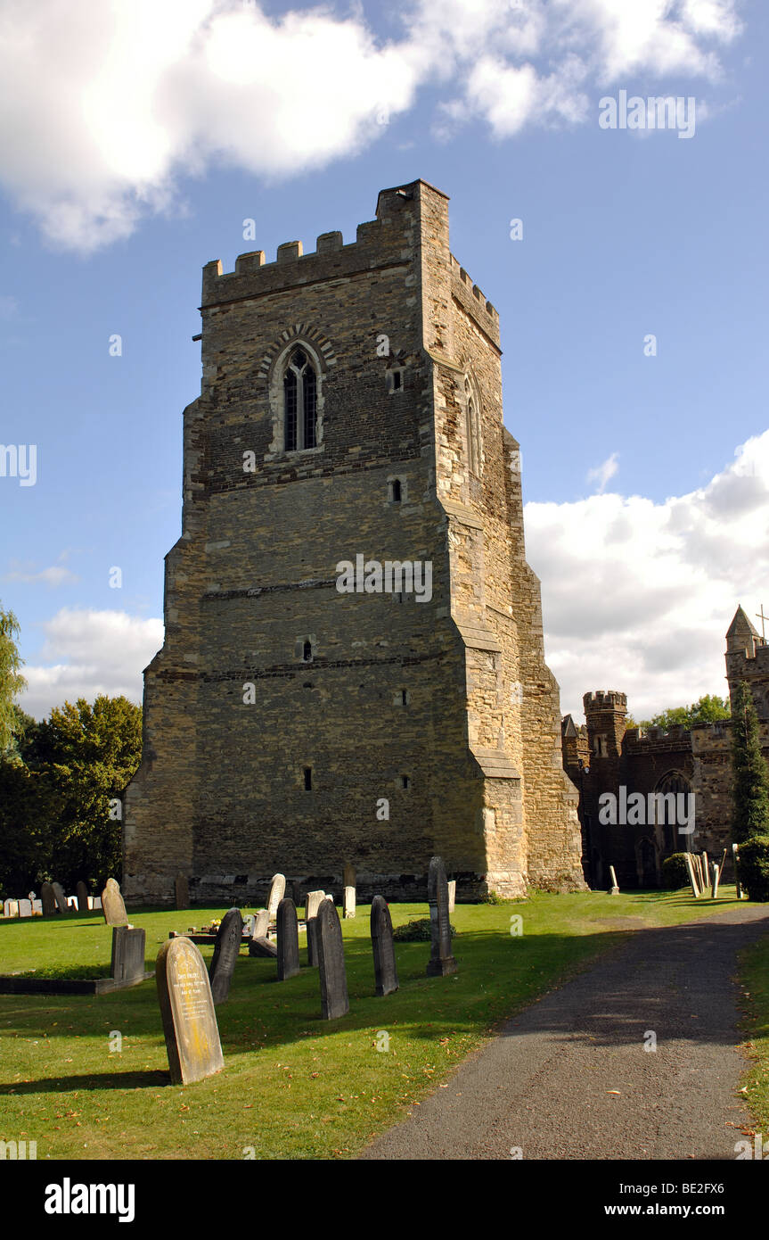 Staccate il campanile della chiesa di S. Maria, Marston Moreteyne, Bedfordshire, England, Regno Unito Foto Stock