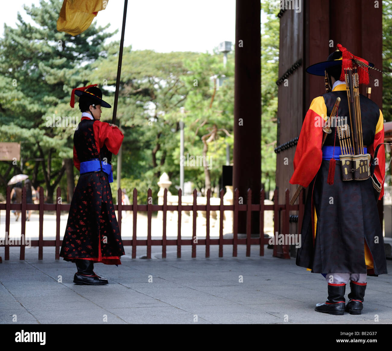 Rievocazione storica degli antichi soldati coreani Foto Stock