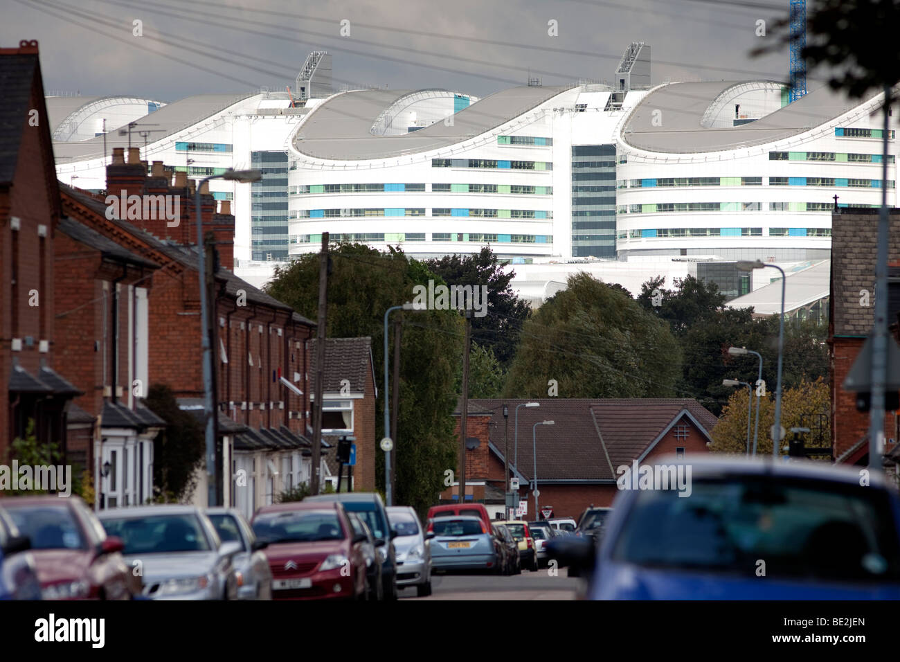 Vista la nuova Queen Elizabeth Super ospedale che aprirà nel 2010, Birmingham, Inghilterra, Regno Unito Foto Stock