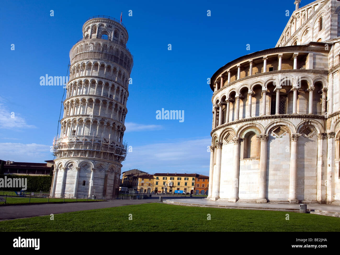 La Torre Pendente e il Duomo di Pisa, Toscana, Italia Foto Stock