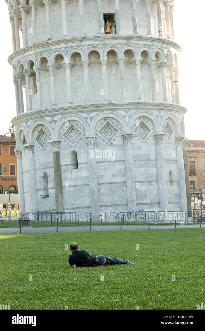 La torre pendente di Pisa Foto Stock