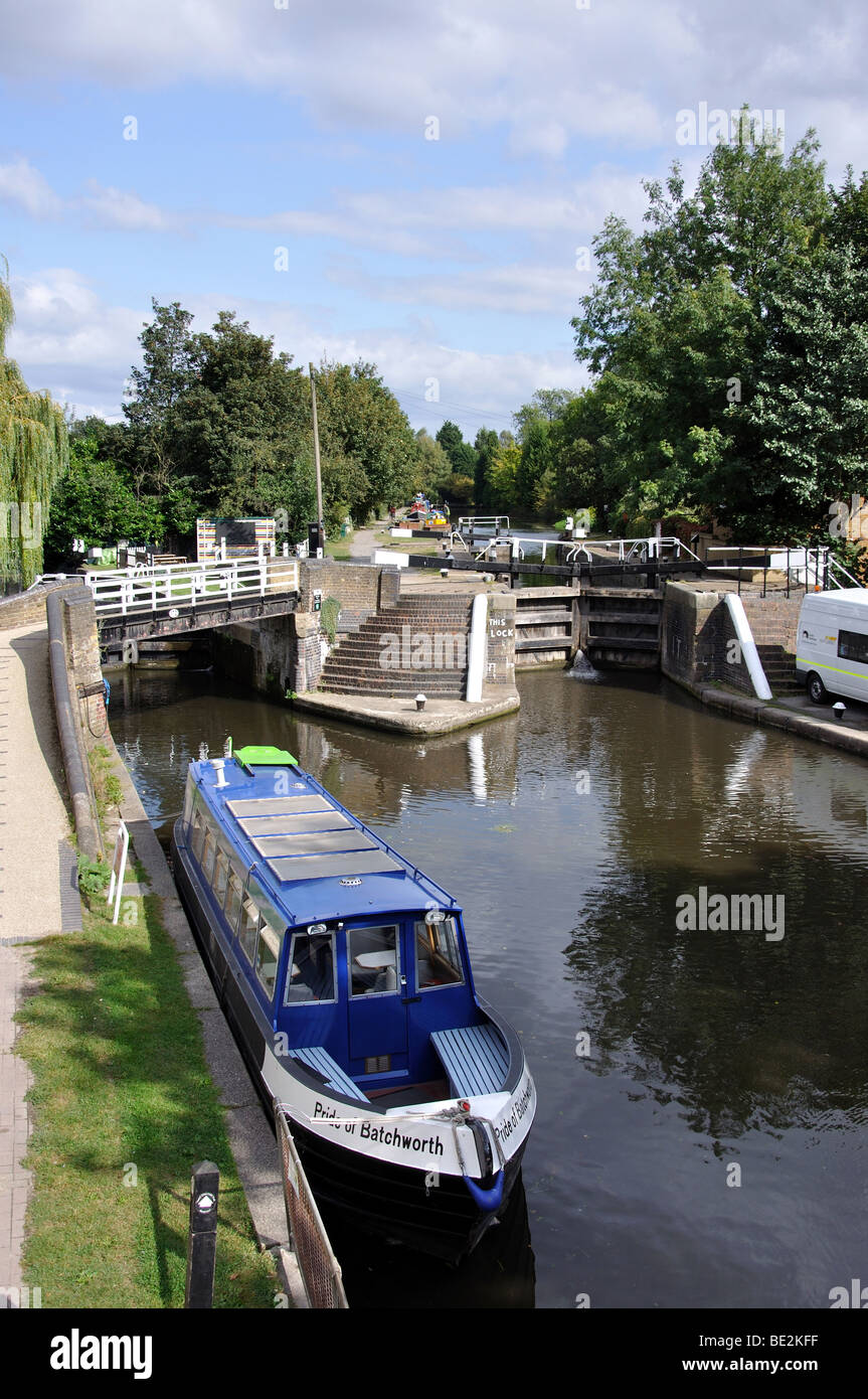 Serratura Batchworth, Grand Union Canal, Rickmansworth, Hertfordshire, England, Regno Unito Foto Stock