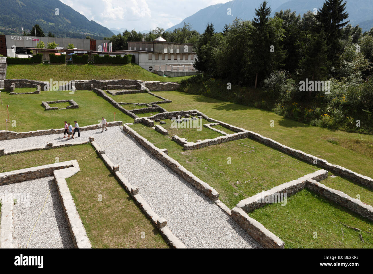 La escavazione romana Aguntum, vicino a Lienz in Tirolo, Austria, Europa Foto Stock