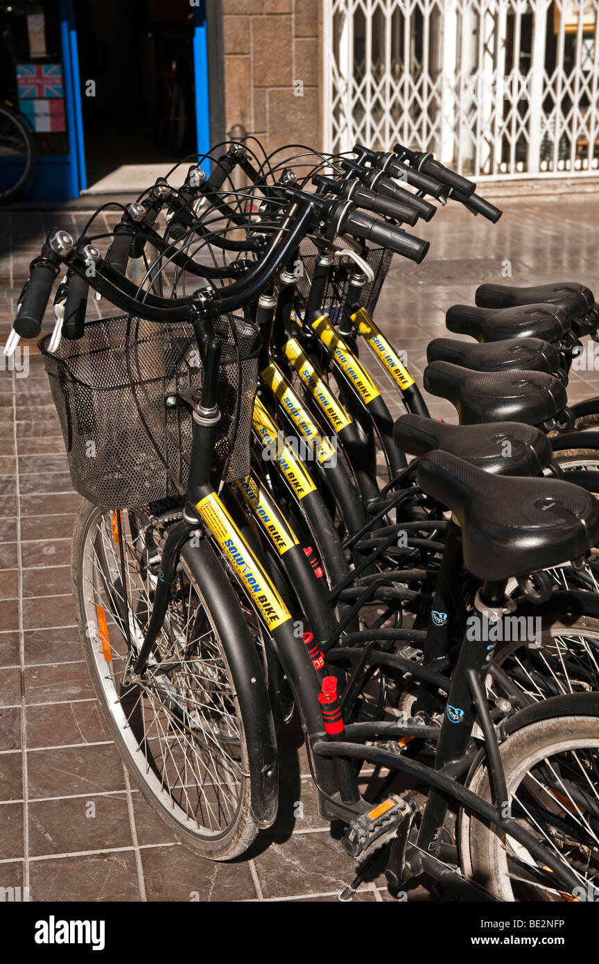 Biciclette a noleggio a Valencia, Spagna Foto Stock