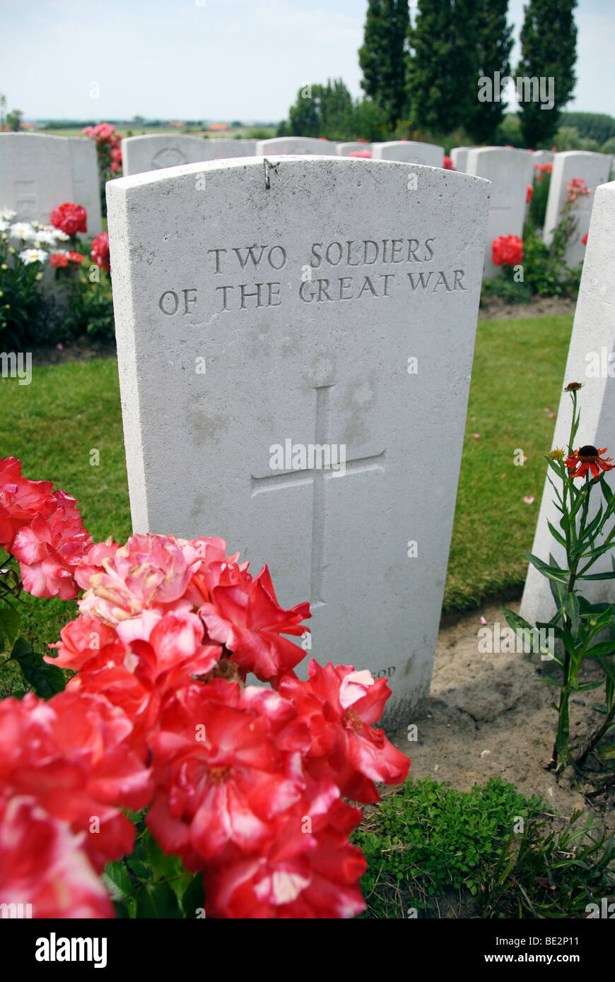 Tyne Cot cimitero del Commonwealth, Passchendaele, vicino a Ypres, Belgio. Foto Stock