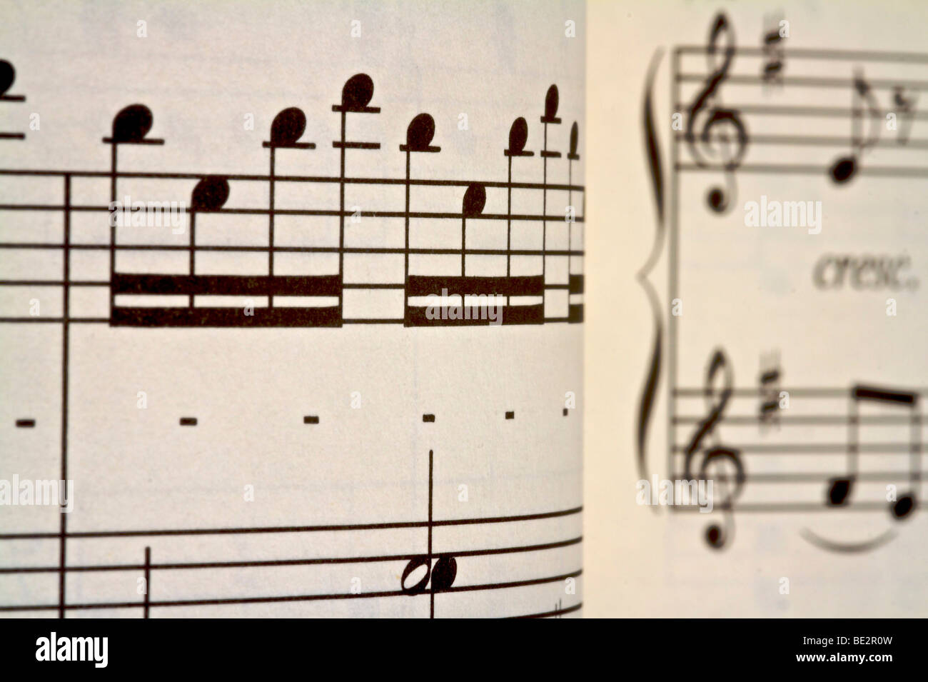 Le note e le doghe del punteggio di un Beethoven piano sonata Foto Stock
