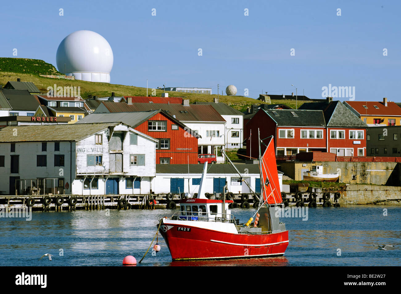 Stazione Radar Globus II per tenere traccia dei detriti spaziali, Vardo, Vardoe, Norvegia, Scandinavia, Europa Foto Stock