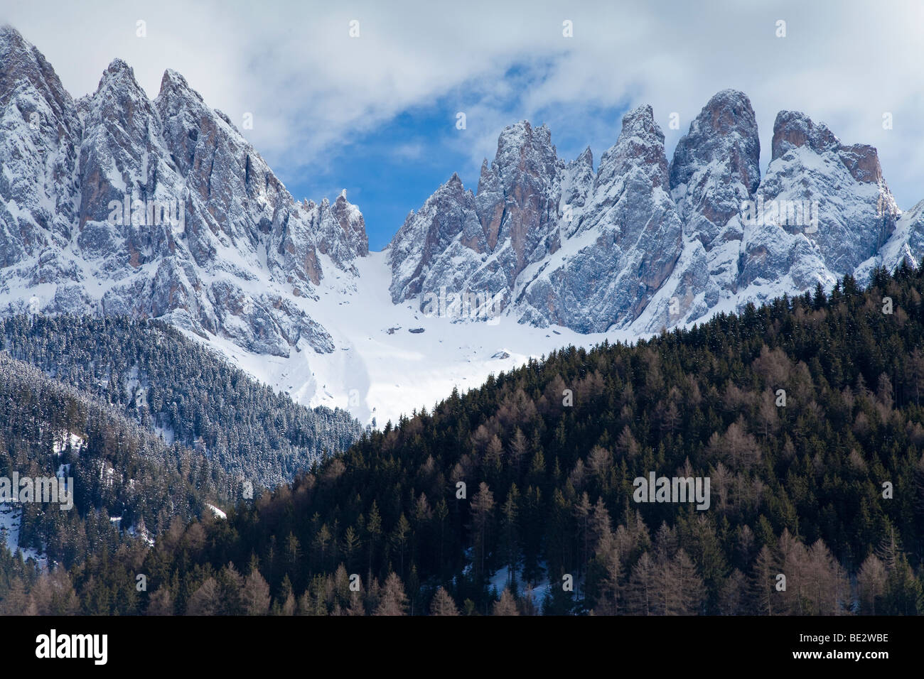 Ranui, Villnoss, Geisler Spitzen, Val di Funes, Dolomiti, Trentino-Alto Adige, Italia Foto Stock