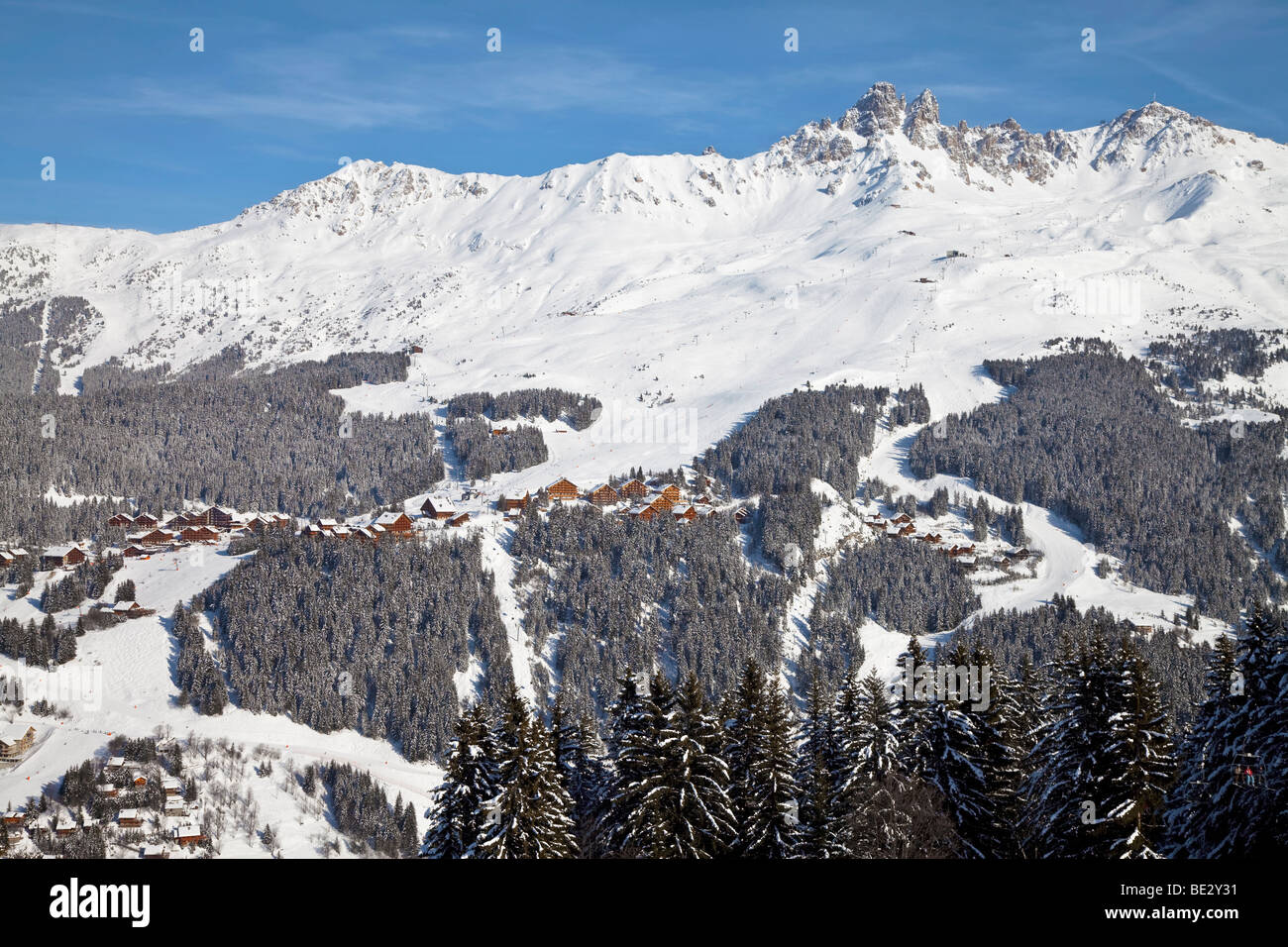 Méribel, Tre Valli, Les Trois Vallees, Savoie, sulle Alpi francesi, Francia Foto Stock