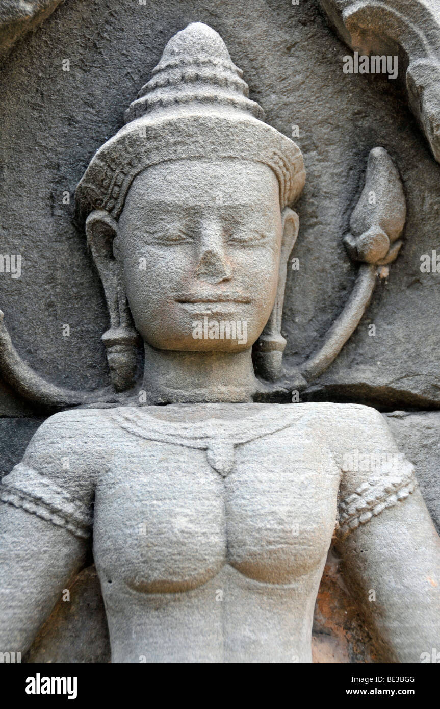 Apsara, Banteay Kdei tempio complesso, Angkor, Cambogia, Asia Foto Stock