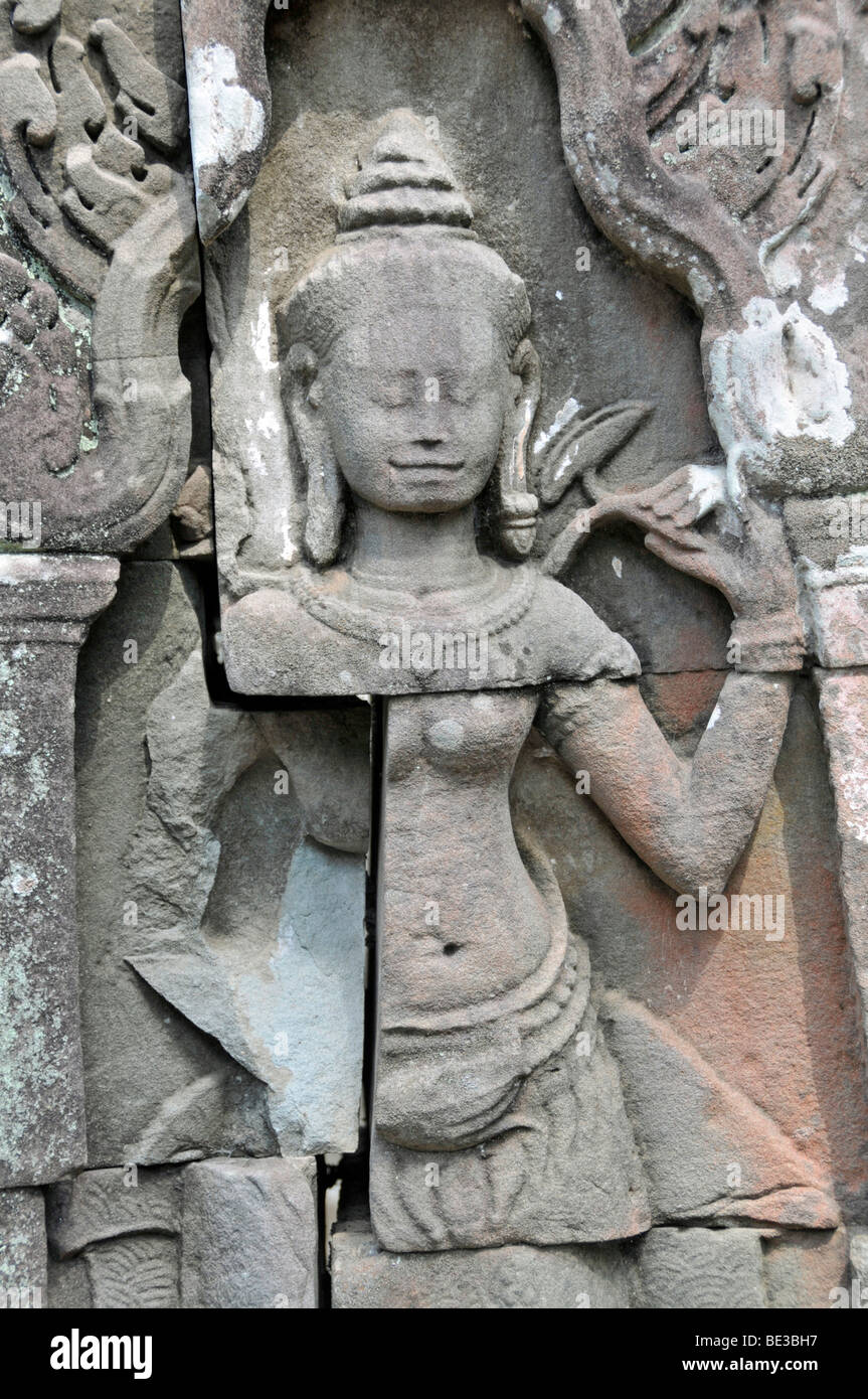 Apsara, Banteay Kdei tempio complesso, Angkor, Cambogia, Asia Foto Stock