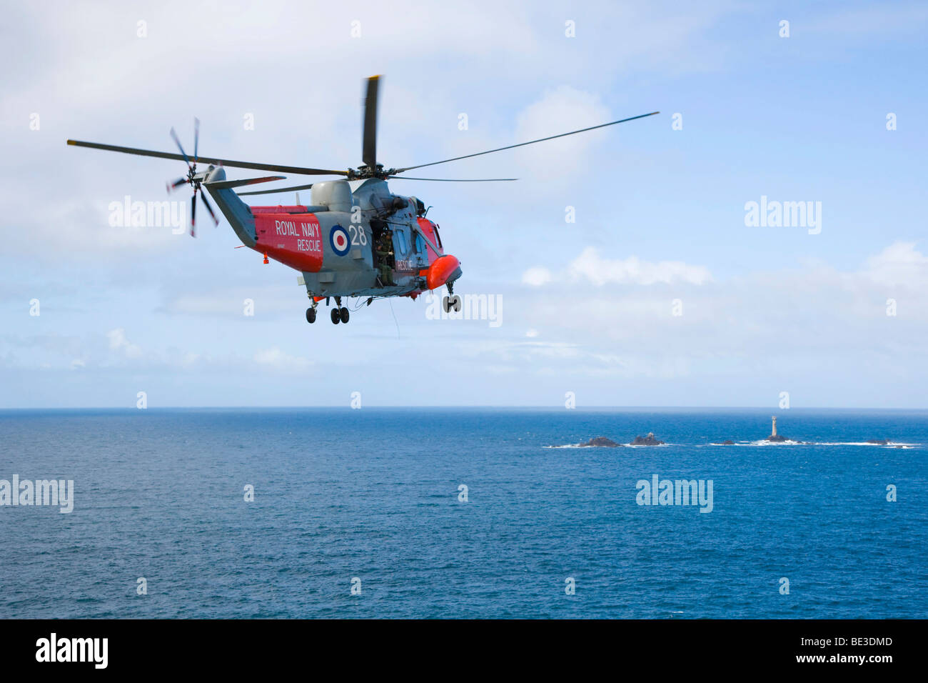 Royal Navy Salvataggio in elicottero, Land's End, Penn un Wlas, Cornwall, England, Regno Unito, Europa Foto Stock