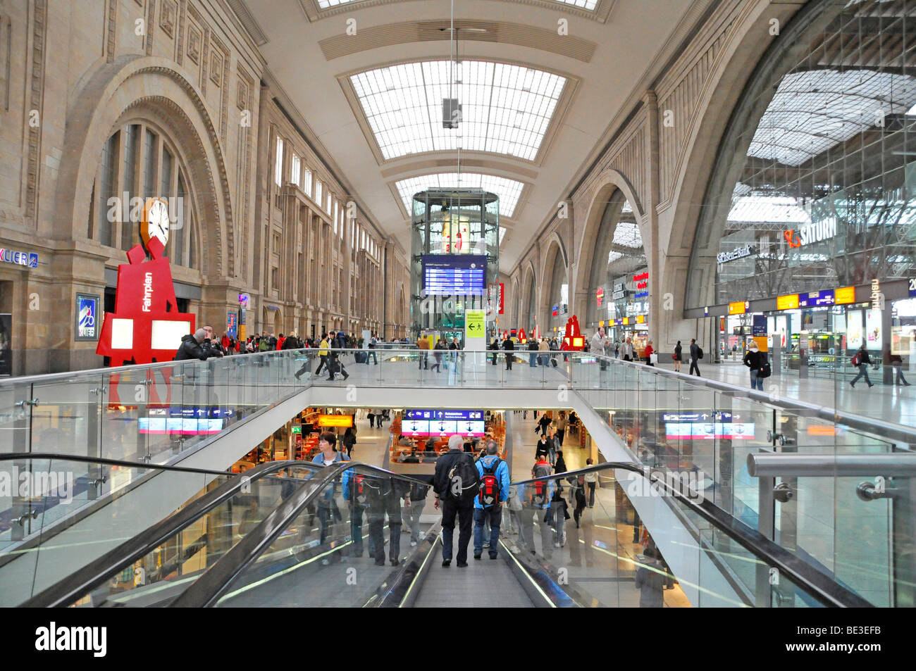 Stazione centrale, vista interna, Lipsia, Sassonia, Germania, Europa Foto Stock