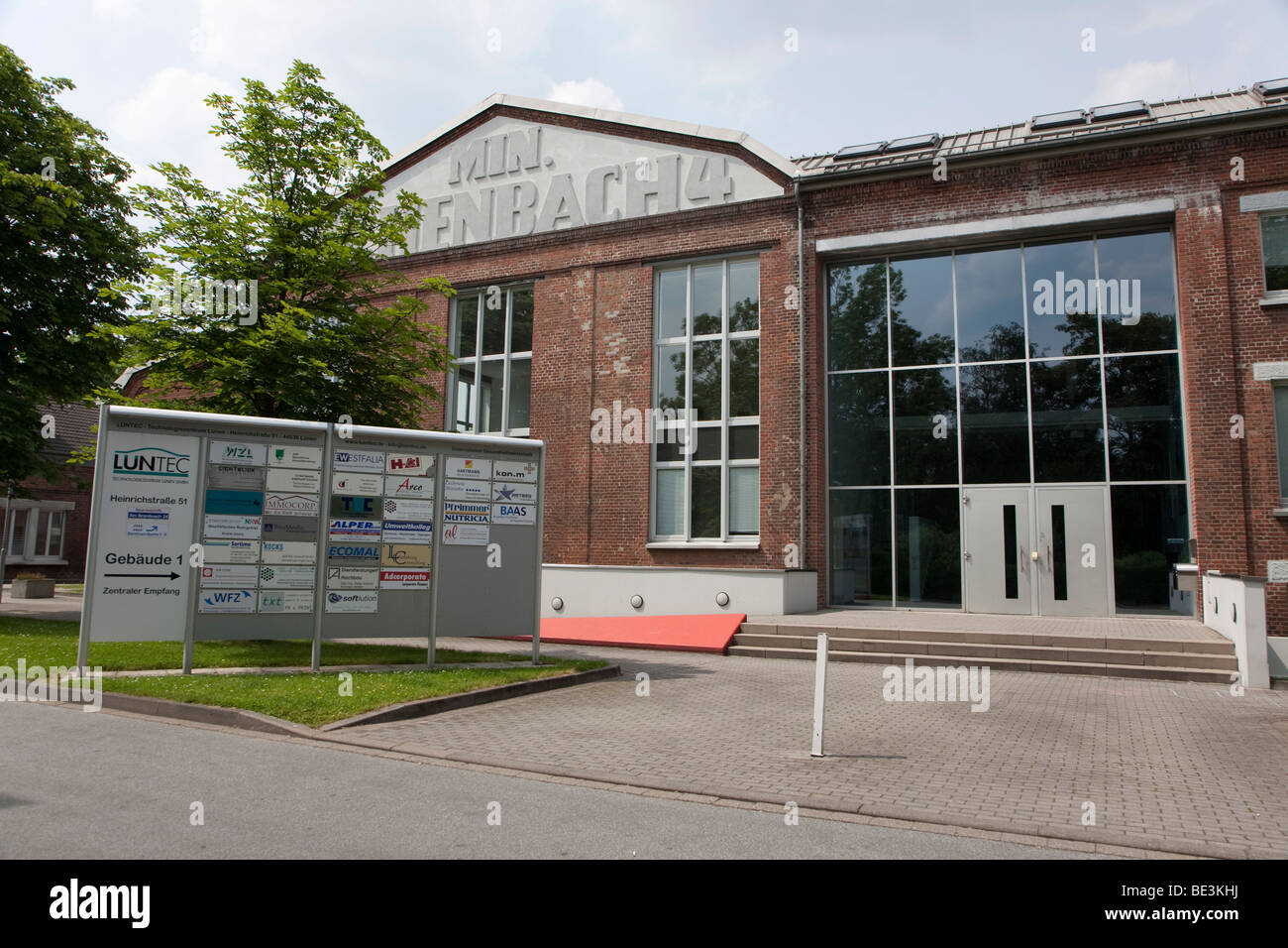 Technologiezentrum Luenen technology center, ex ministro miniera Achenbach, pannello Info, Renania settentrionale-Vestfalia, Germania, Europa Foto Stock