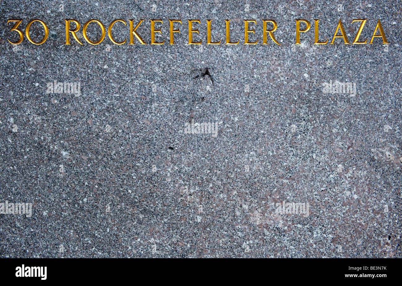 Numero di casa al Rockefeller Center, roccia 30, Midtown Manhattan, New York City, Stati Uniti d'America, America del Nord Foto Stock