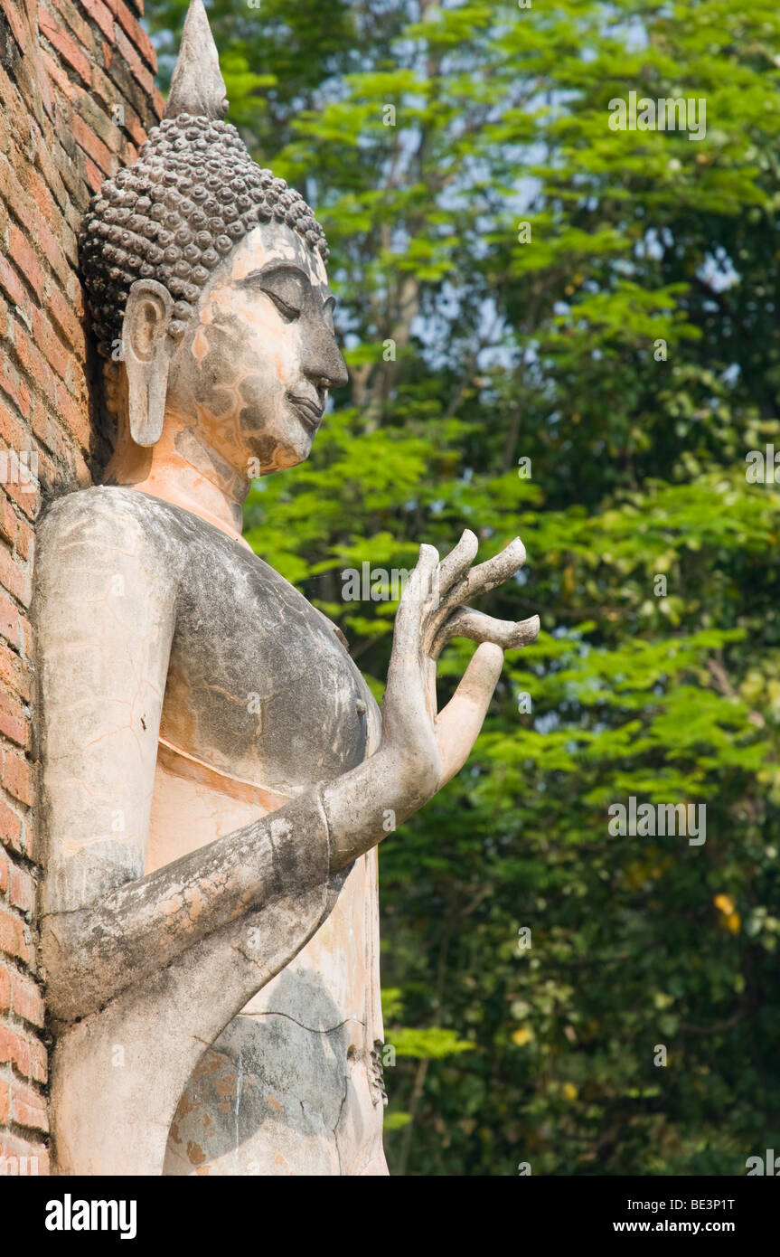 Statua del Buddha, Wat Traphang Ngoen tempio, Sukhothai, Thailandia, Asia Foto Stock