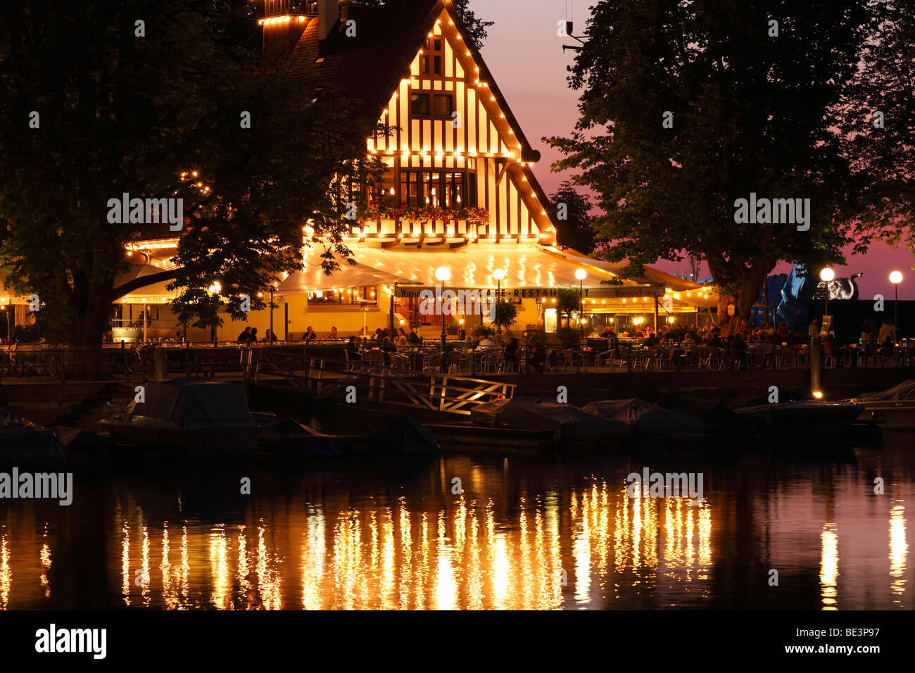 Taverna sul lago, Bregenz marina, il lago di Costanza, Vorarlberg, Austria, Europa Foto Stock