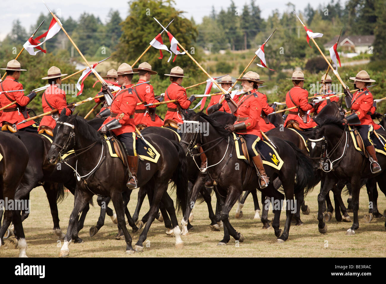 RCMP Officer presso l'RCMP Musical Ride mostrano in Saanich BC Foto Stock