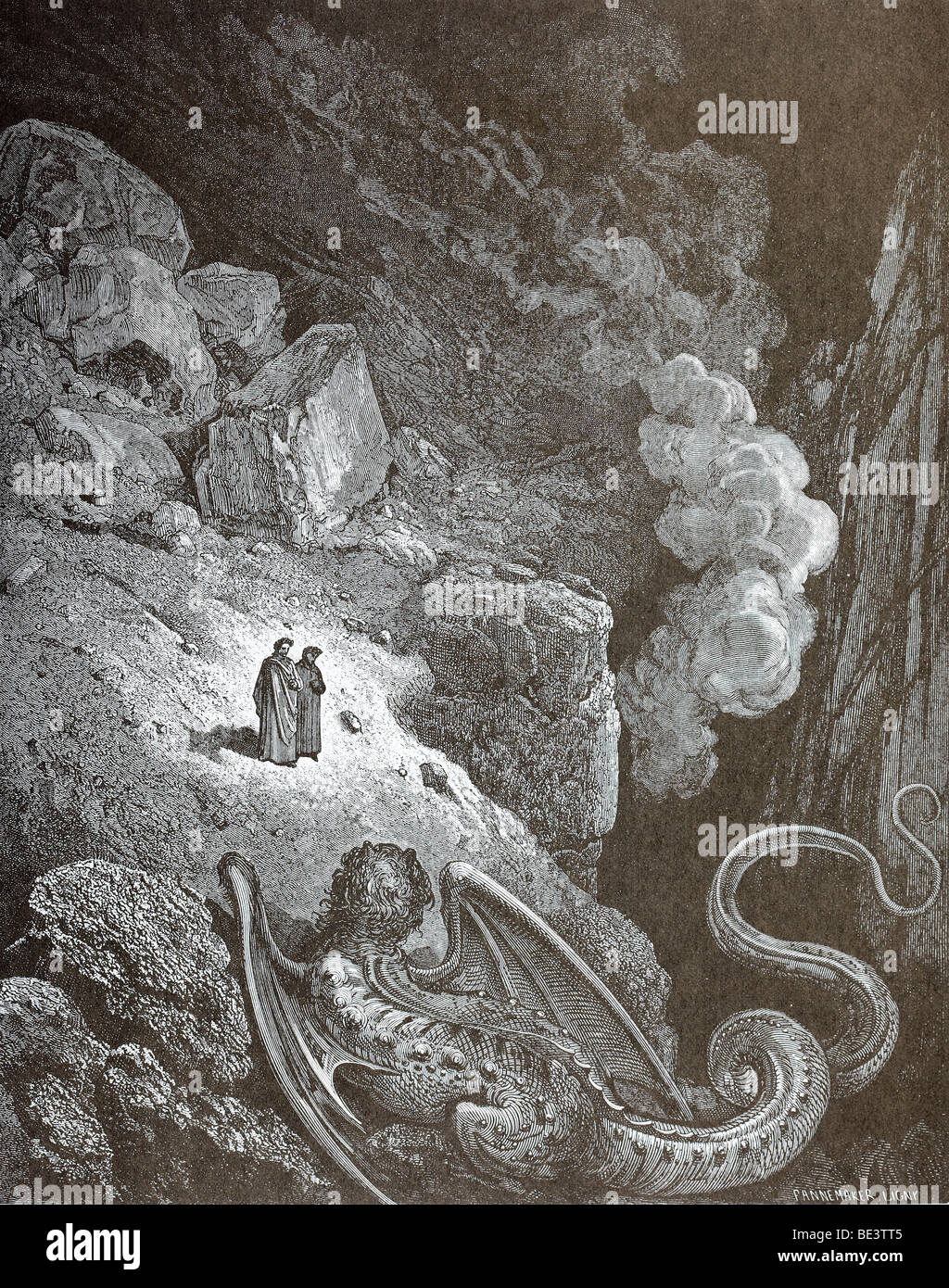 Gustave Dore illustrazione dell 'Geryon - Simbolo di inganno' dalla Divina Commedia di Dante Foto Stock