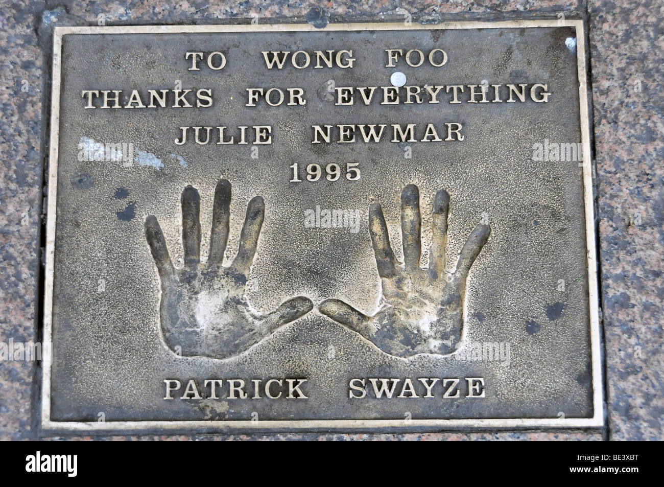 Patrick Swayze, placca con palm stampe, Leicester Square, London, England, Regno Unito, Europa Foto Stock
