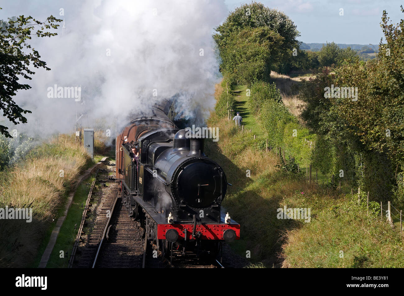 Treni a vapore sul Mid-Hants ferrovia in Hampshire, Inghilterra. presi in autunno di gala in settembre 2009 Foto Stock
