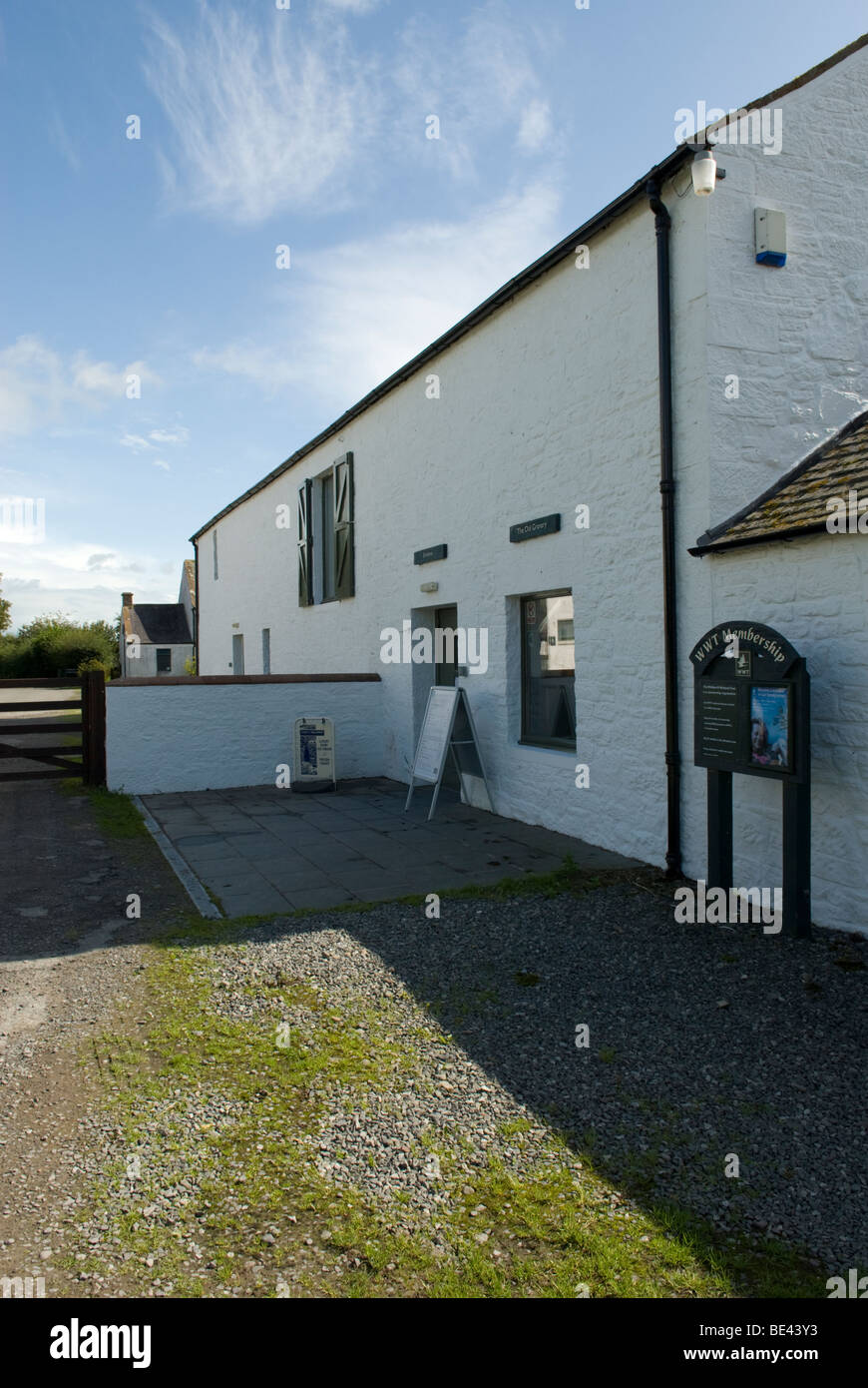 Caerlaverock Wildfowl & Wetlands Trust visitor information centre, Dumfriesshire, Scozia. Foto Stock