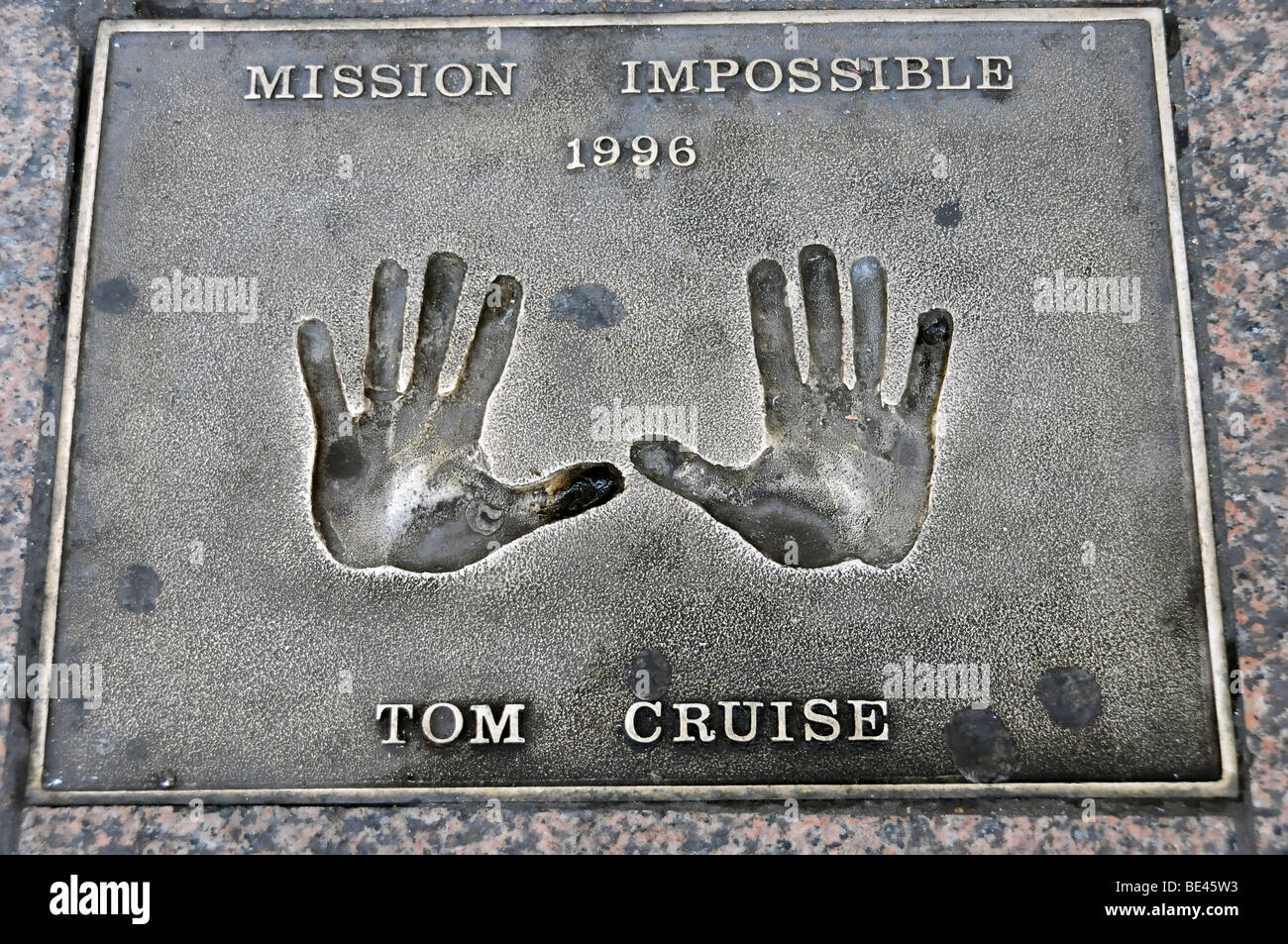 Tom Cruise, placca con palm stampe, Leicester Square, London, England, Regno Unito, Europa Foto Stock