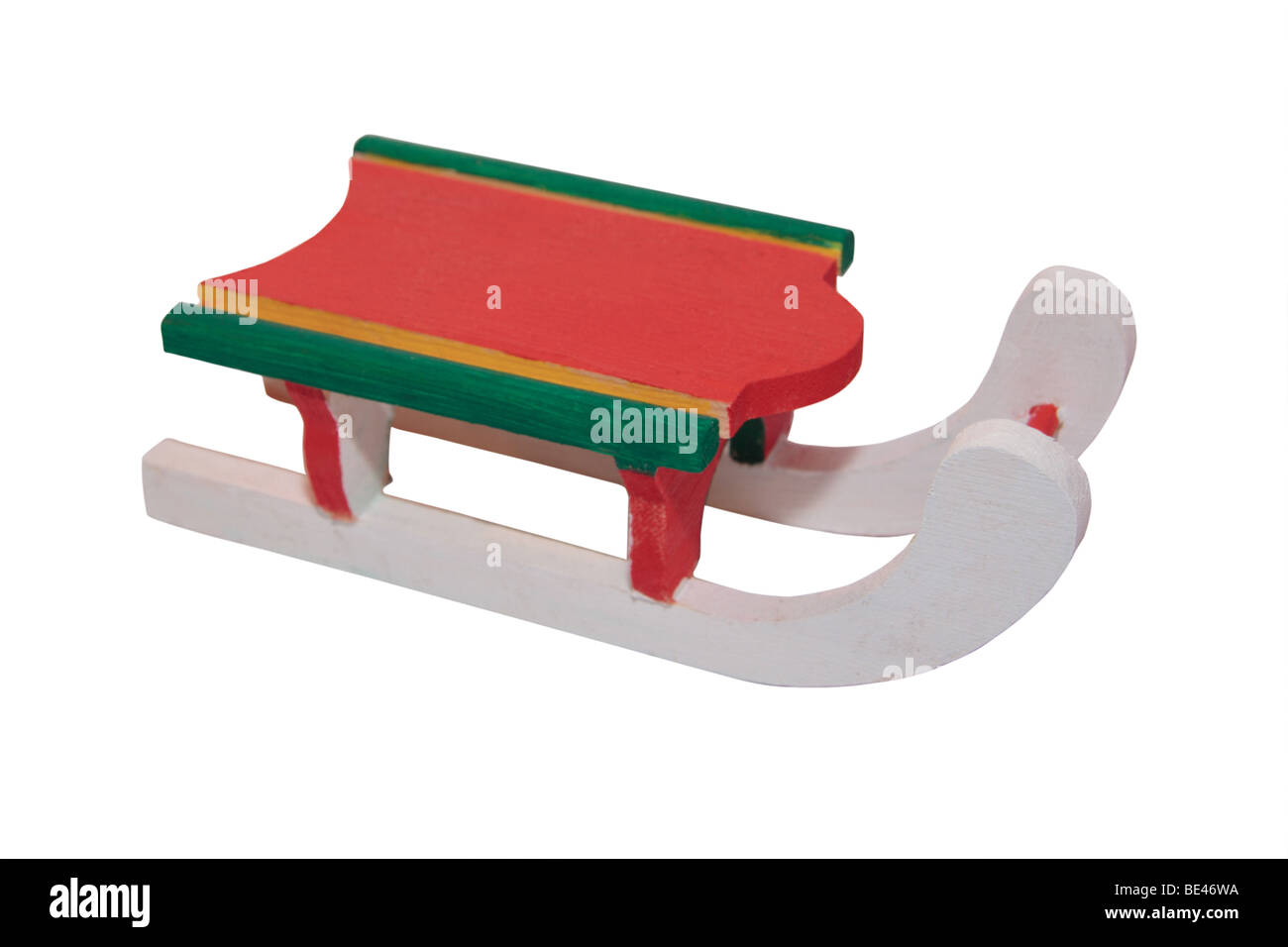 Natale in legno sleigh ornamento con un tracciato di ritaglio Foto Stock