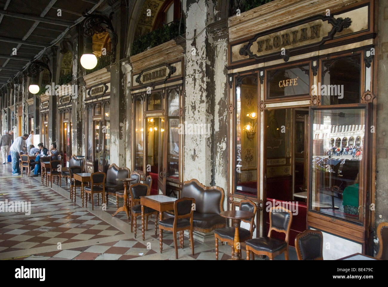 Caffe Florian, Piazza San Marco, Venezia, Italia. Foto Stock