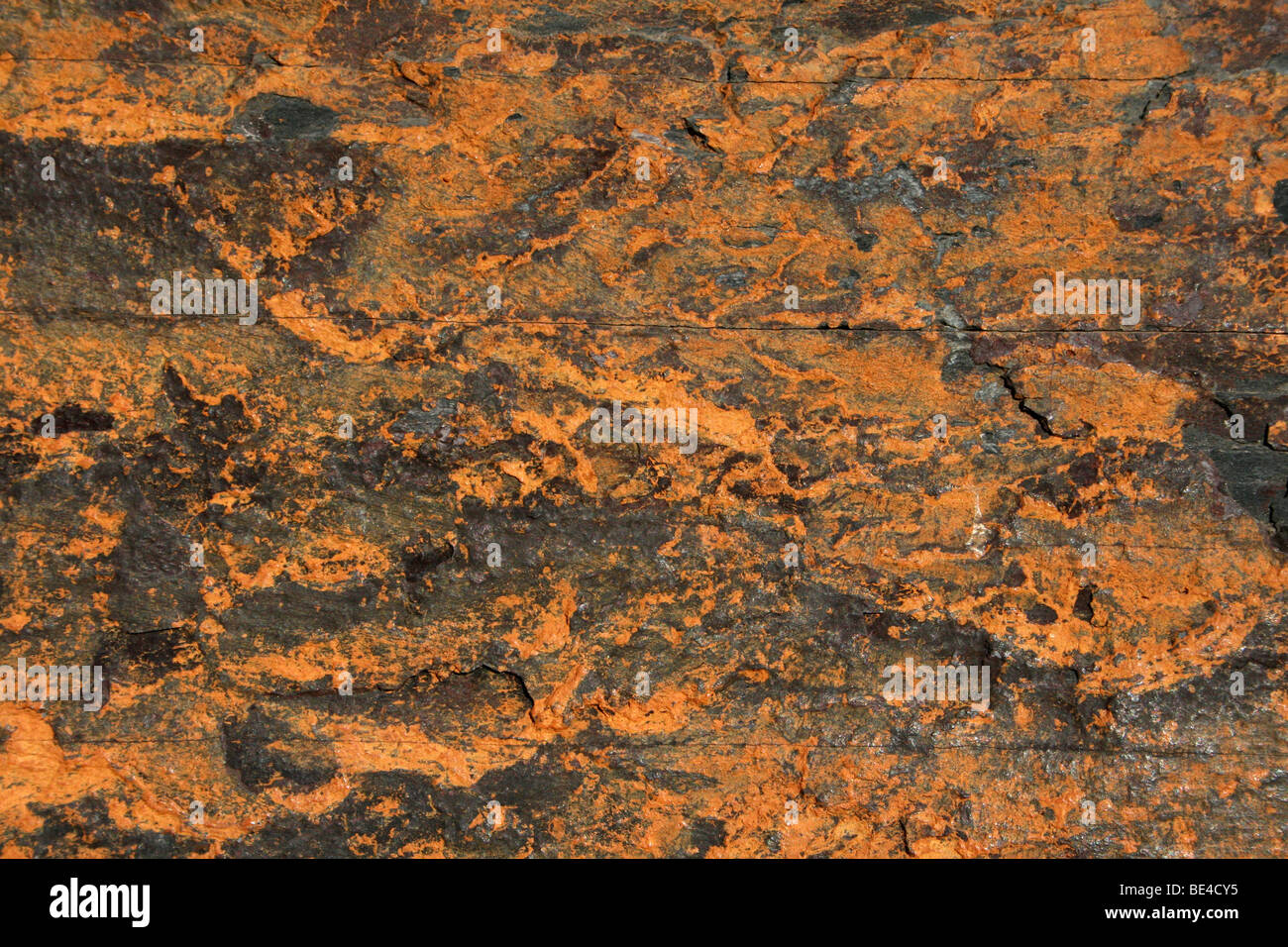 Ruggine pattern colorati sulla roccia metamorfica ardesia. Prese a Soweto, Johannesburg, Sud Africa Foto Stock