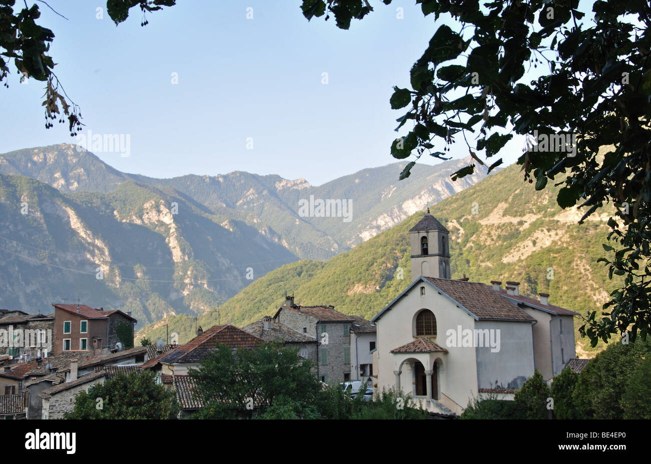 Interno della chiesa a Marie Village, Alpes Maritimes Francia Foto Stock
