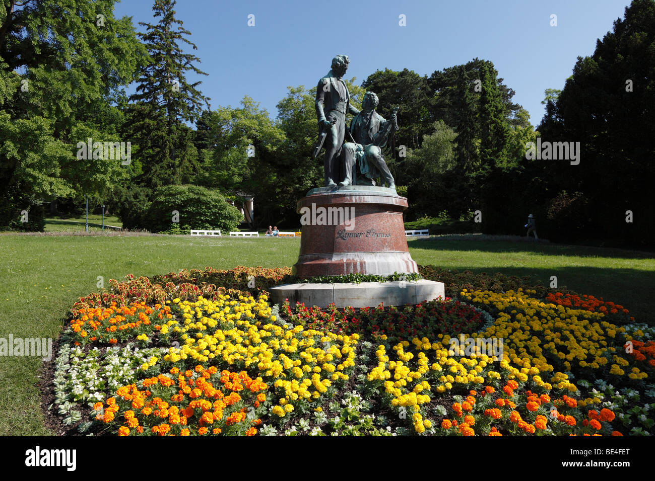 Monumento Lanner-Strauss nei giardini del centro termale di Baden vicino a Vienna Vienna Woods, Austria Inferiore, Austria, Europa Foto Stock