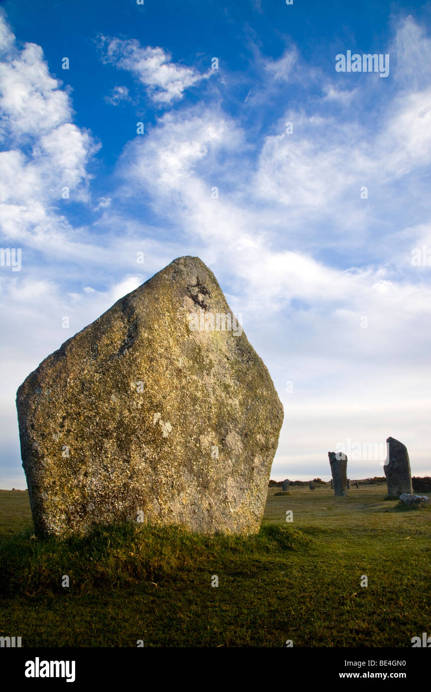 Il hurlers cerchio di pietra; Bodmin Moor; Cornovaglia Foto Stock