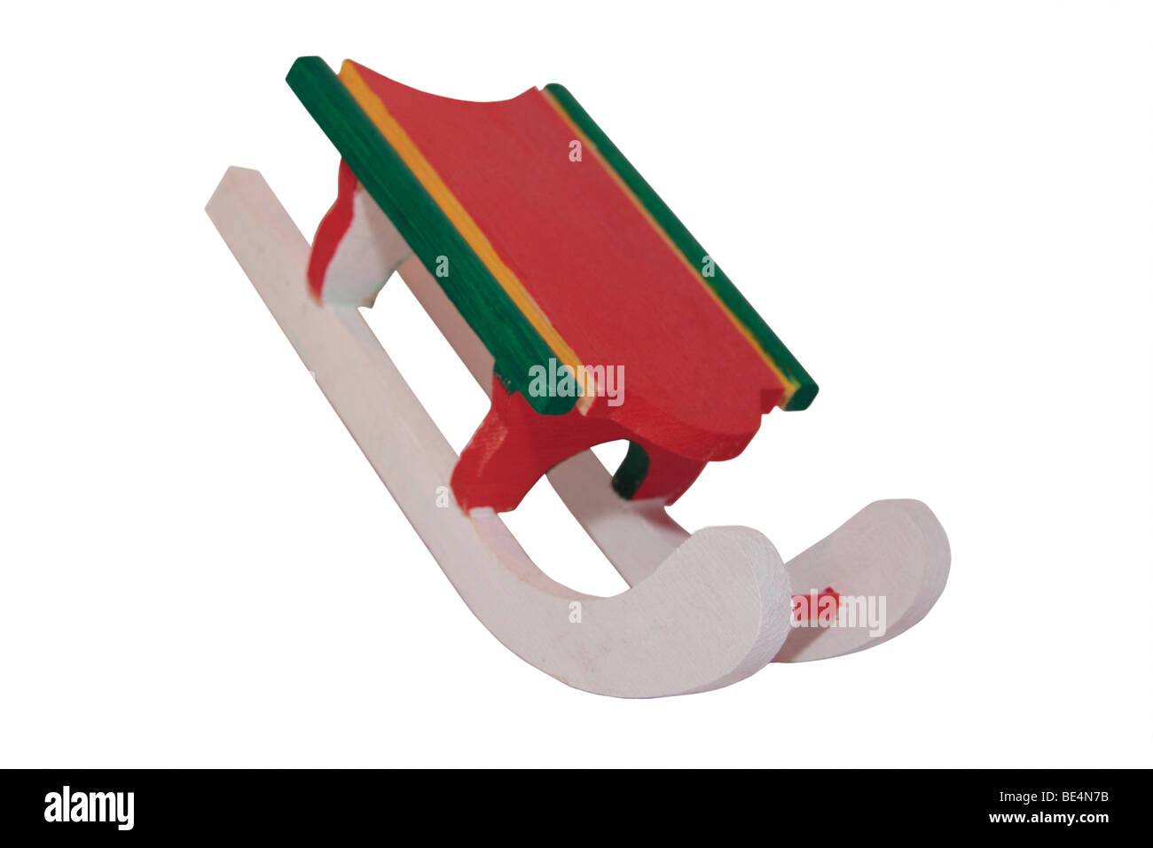 Natale in legno sleigh ornamento con un tracciato di ritaglio Foto Stock