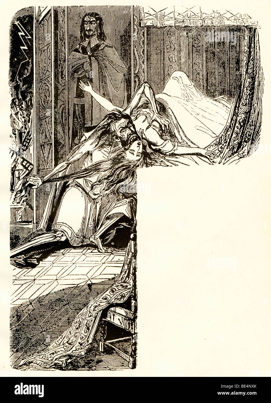 Varney il vampiro, illustrazione del romanzo di Thomas Preskett Prest sugli eventi in Inghilterra di Queen Anne Foto Stock