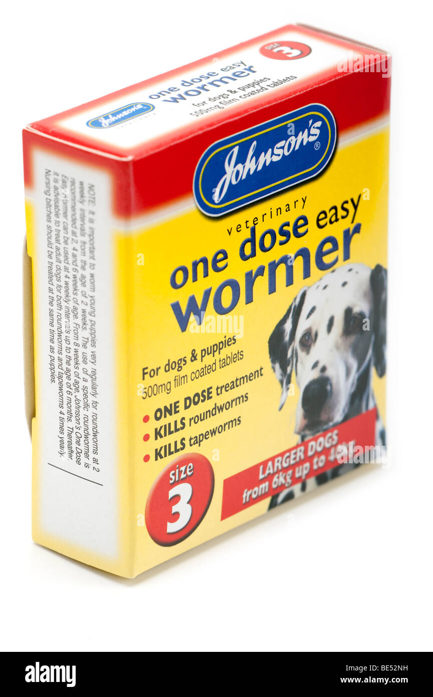 Scatola di Johnson del settore veterinario una dose di facile wormer per cani Foto Stock