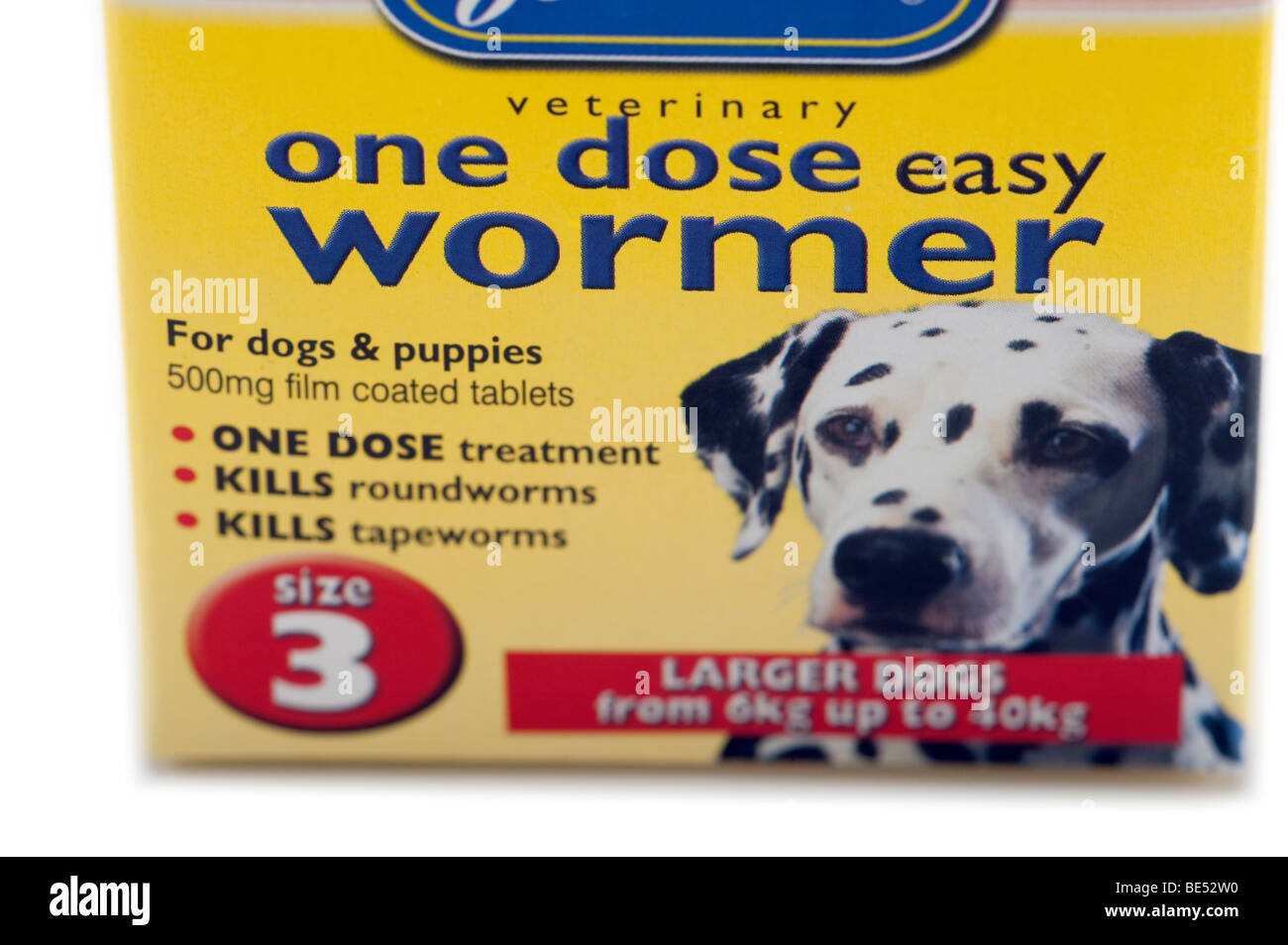 Veterinario casella una dose di facile wormer per cani Foto Stock