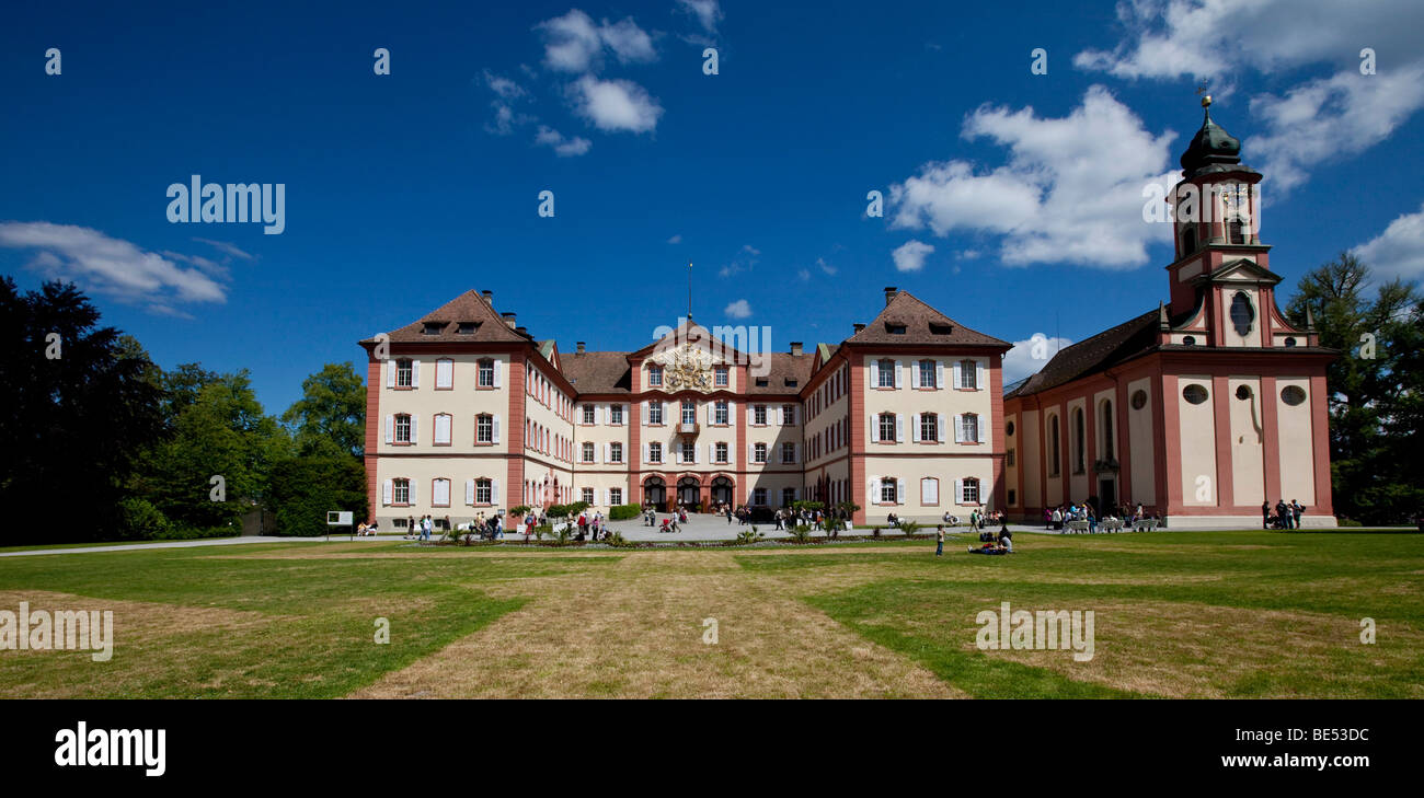 Lo storico palazzo barocco, Deutschordensschloss castello dei Cavalieri Teutonici, Mainau, Isola di Mainau, Lago di Costanza, County Foto Stock